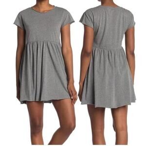 Abound Gray Babydoll Skater Pleated Flowy T-Shirt Jersey Mini Dress Small NWOT